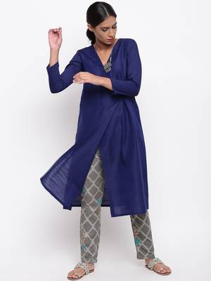 Blue Angrakha Grid Foil Pant 5