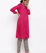 Pink Kurta Grid Foil Pant