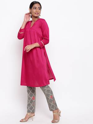Pink Kurta Grid Foil Pant 2