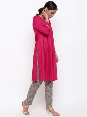 Pink Kurta Grid Foil Pant 3