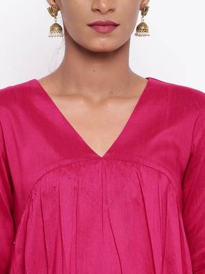 Pink Kurta Grid Foil Pant 5