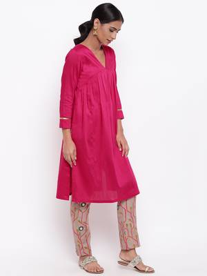 Pink Kurta Stem Foil Pant 3