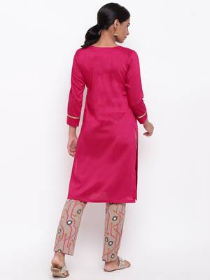 Pink Kurta Stem Foil Pant 4