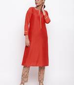 Orange Lace Kurta Stem Foil Pant