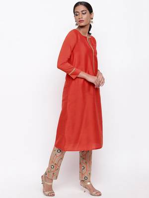 Orange Lace Kurta Stem Foil Pant 3