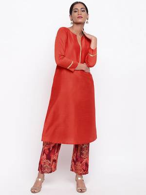 Orange Kurta Foil Pant 1