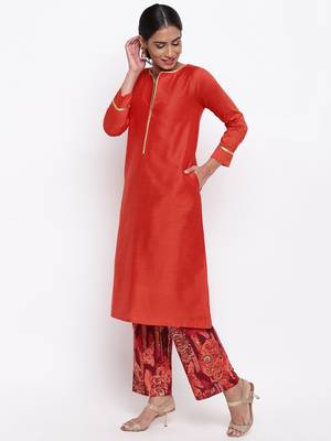 Orange Kurta Foil Pant 2