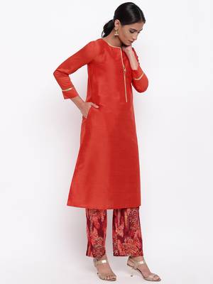 Orange Kurta Foil Pant 3