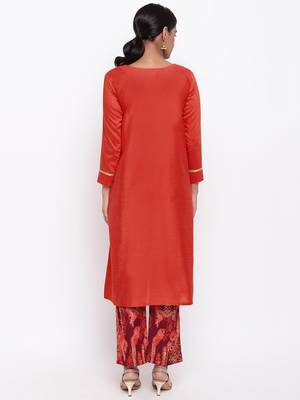 Orange Kurta Foil Pant 4
