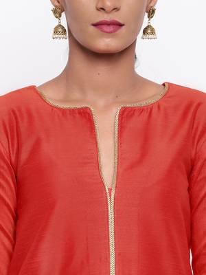 Orange Kurta Foil Pant 5