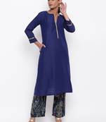 Blue Kurta Foil Pant