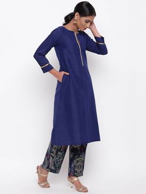 Blue Kurta Foil Pant 3