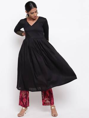 Black Kurta Pink Foil Pant 1
