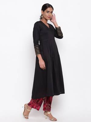 Black Kurta Pink Foil Pant 3