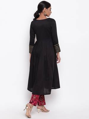 Black Kurta Pink Foil Pant 4