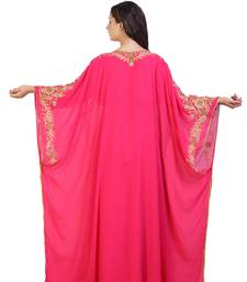 pink georgette embroidered aari work islamic kaftans