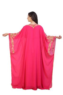 pink georgette embroidered aari work islamic kaftans 2