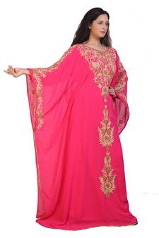 pink georgette embroidered aari work islamic kaftans