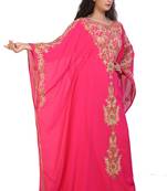 pink georgette embroidered aari work islamic kaftans