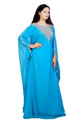 turquoise georgette embroidered zari work islamic kaftans 4