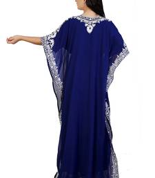 blue georgette embroidered aari work islamic kaftans