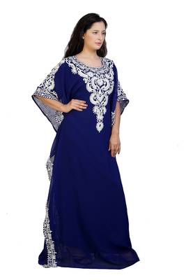 blue georgette embroidered aari work islamic kaftans 4