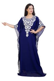 blue georgette embroidered aari work islamic kaftans