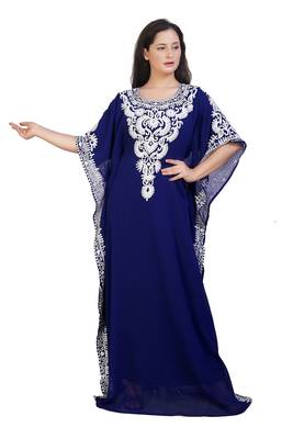 blue georgette embroidered aari work islamic kaftans 1