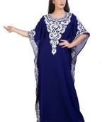 blue georgette embroidered aari work islamic kaftans