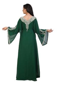 green georgette embroidered zari work islamic kaftans
