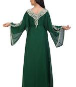 green georgette embroidered zari work islamic kaftans