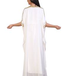 cream georgette embroidered zari work islamic kaftans