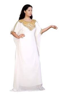 cream georgette embroidered zari work islamic kaftans