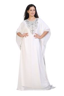 cream georgette embroidered zari work islamic kaftans