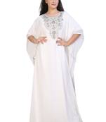 cream georgette embroidered zari work islamic kaftans