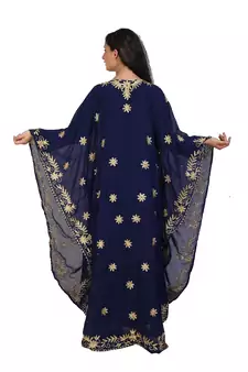 blue georgette embroidered aari work islamic kaftans
