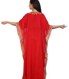 red georgette embroidered aari work islamic kaftans