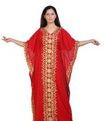 red georgette embroidered aari work islamic kaftans