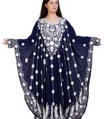 blue georgette embroidered aari work islamic kaftans