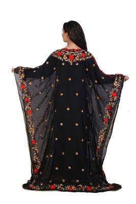 black georgette embroidered aari work islamic kaftans 2