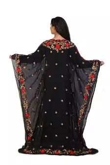 black georgette embroidered aari work islamic kaftans
