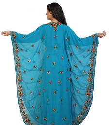 green georgette embroidered aari work islamic kaftans