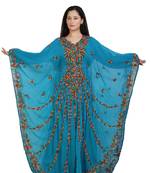 green georgette embroidered aari work islamic kaftans