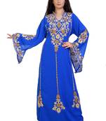 blue georgette embroidered aari work islamic kaftans