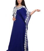 blue georgette embroidered aari work islamic kaftans