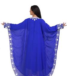 blue georgette embroidered aari work islamic kaftans