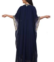 blue georgette embroidered aari work islamic kaftans