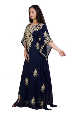 blue georgette embroidered aari work islamic kaftans 3