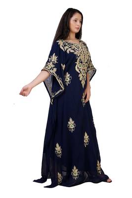 blue georgette embroidered aari work islamic kaftans 4