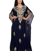blue georgette embroidered aari work islamic kaftans
